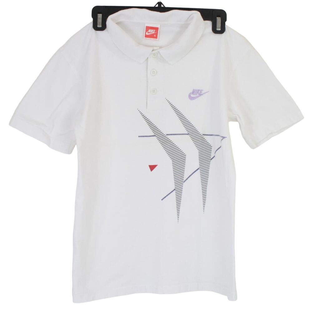 Vintage 90s Nike Tennis Polo Womens Small Agassi Era Geometric Shirt